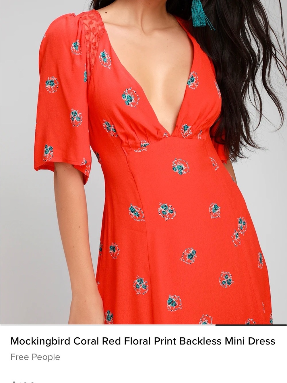 Free People Coral Red Mini Dress